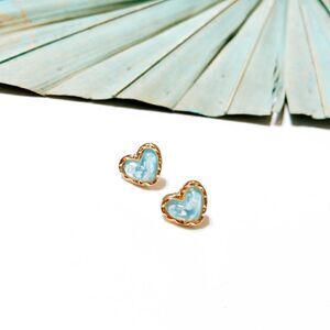Blue crystal heart earrings